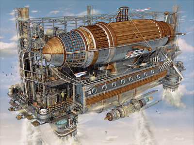 Airship v 2.0 3d aircraft cgi concept art digital art dirigible plane sci fi steampunk transport design vehicle zeppelin