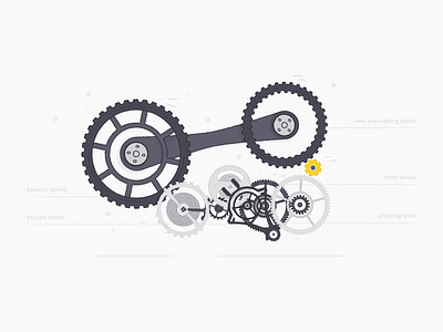 Mechanism cartoon clock complement engine gears grey illustration mechanism missing tools