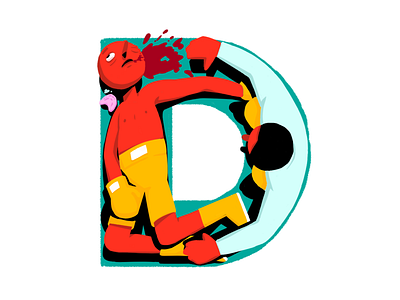 D is for Defeat boxer boxing illustration lettering