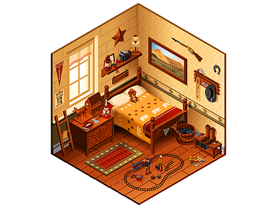 Wild Wild West bedroom cowboy illustration illustrator vector