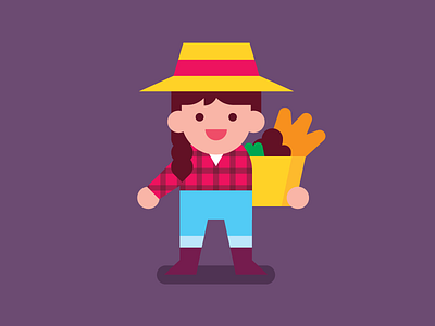 Farmer. basket character character design farm farmer farming vector vegetables