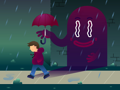 Invisible Friend friend illustration invisible rain umbrella vector walking
