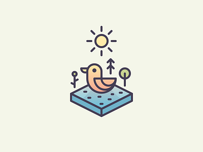 Spring bird colors duck fresh icons illustration outline spring sun water