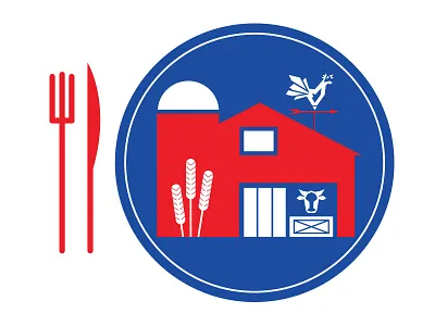 Mark for Oklahomans for Food, Farm and Family brand farm farming fork knife logo mark non profit plate wheat