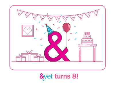 It's our Birthday! ampersand andyet birthday illustration party vector yeti