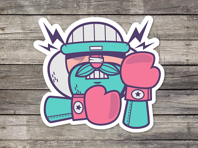 Fight! / Lumberjack Jack boxer fight hipster illustration line lumberjack sticker vector wood