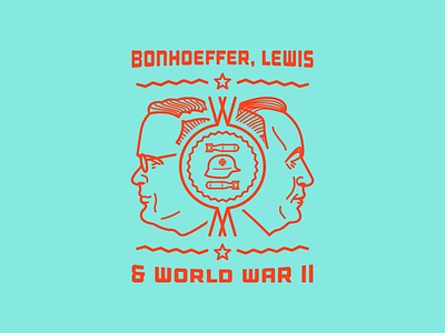 Bonhoeffer, Lewis & World War II (Final Badge) badge bomb face faces helmet icon illustration line logo vector ww2