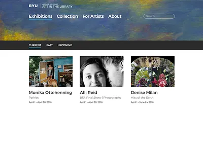 BYU - HBLL - Art in the Library Website css custom wordpress html js