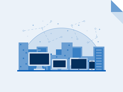 Corporate Network abstract computer corporate devices illustration laptop network phone tablet technology