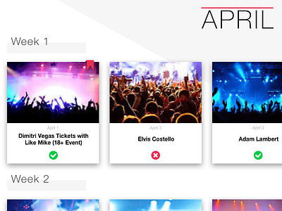 Daily UI #70 - Event Listing 070 april calendar concert dailyui event listing month plan rsvp