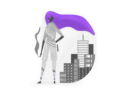 D - the defiant protector 2d city color design girl human illustration protect vector