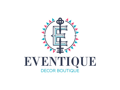 Eventique boutique branding colors decoration icon illustrator key logo mr. bob pennant simple vector