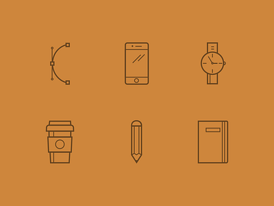 Everyday Icons bezier coffee icon icon set identity illustration logo notebook pencil phone vector watch