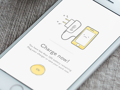 Alert - Recharge now! alert app flat hand drawn illustration ios iphone line mockup yellow