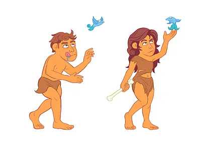 Teenage caveman drawing game illustration photoshop tribes
