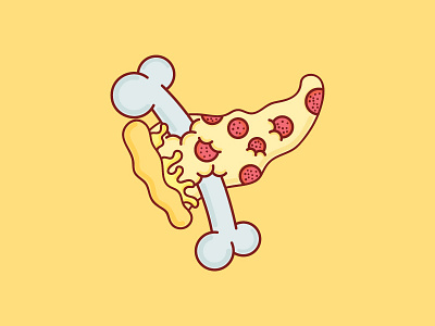 Shipwrecked Pizza bone cartoon cheese illustration pepperoni pizza shipwreck slice