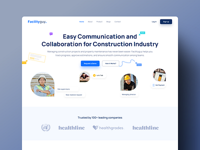 Facilityguy – Construction Collaboration Landing Page clean ui construction collaboration construction landing page contractor engeneering homepage ui industry landing page landing page design product design saas saas ui technology web design web ui web ui design website design