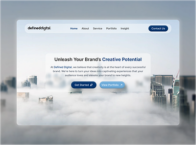 Defineddigital Landing Page 2025 blue clean creative agency futuristic glashmorphism landingpage product design profesional sky ui uiux user interface web website