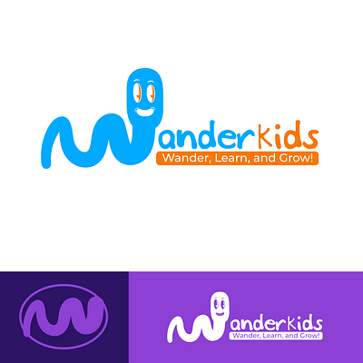 Wander Kids Logo brand identity cartoon style character branding character design child friendly childrens illustration clean design cute characters educational design educational graphics flat design friendly logo graphic design illustration kids logo logo design minimalist design playful design simple logo vector art