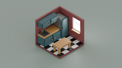 Small 3D Kitchen 3d 3d art 3d design app blender branding design graphic design illustration isometric room kitchen logo room design tutorial ui ux vector