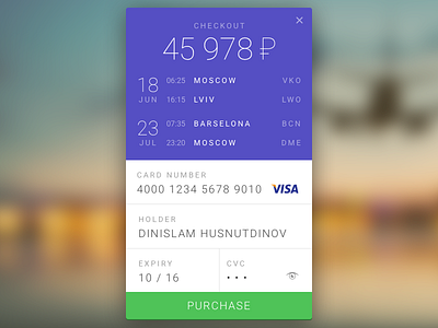 Daily UI #002 — Credit Card Checkout avia card checkout credit daily ui ticket ui