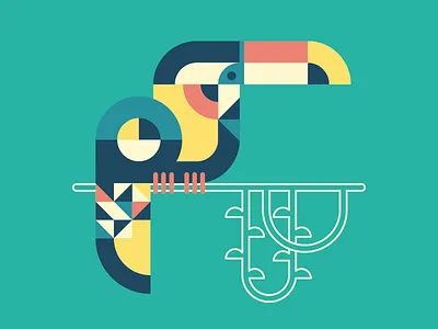Toucan animal bird branch flat forest geometric jungle shapes toucan tropical