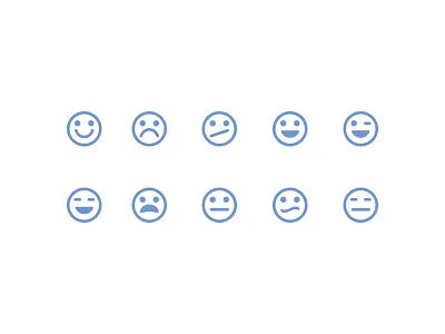 Type 2 Emoticons design emoticons emotions flat glyphs iconography icons reactions set symbols