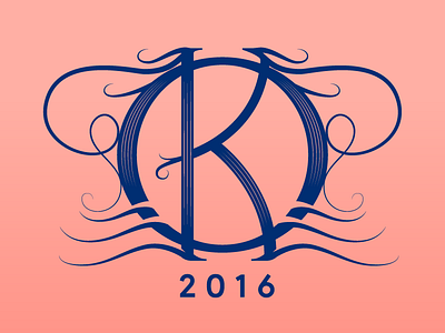 O+K Wedding Monogram beach flourish logo mark monogram ocean sea type waves wedding