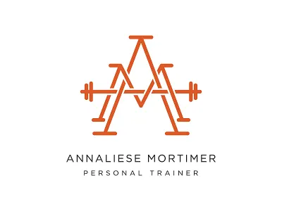 Annaliese Mortimer Logo barbell fitness logo monogram personal trainer trainer
