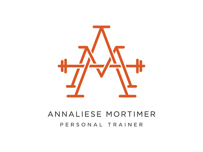 Annaliese Mortimer Logo barbell fitness logo monogram personal trainer trainer