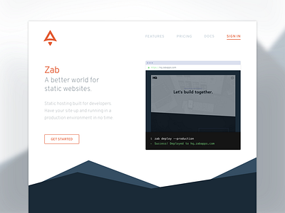 Zab Marketing Page apps branding cli developers hosting landing layout marketing static websites zab