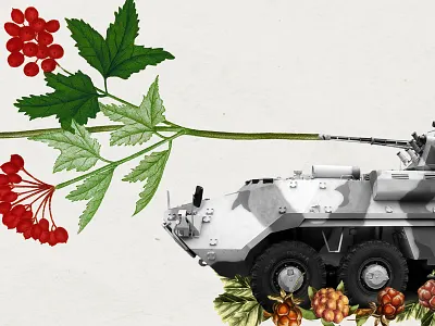 114 Salute2 berries branch collage strng vehicle vintage war