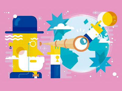 Jules Verne character design drawing editorial editorial illustration illustration kids magazine science space vector verne web