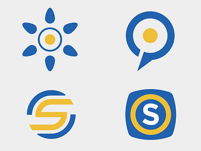 Logo Concepts blue flower geo logo os yellow