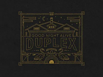 Good Night Alive album artwork crown duplex flamingo graphic design illustration monoline texture