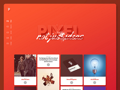 Pixel NYC card clean floating minimal orange red ui ux web