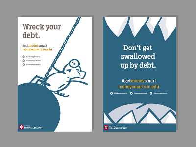 Posters debt financial literacy illustration monster pig posters wrecking ball