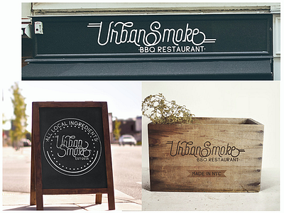 Urban Smoke badge bbq casual classic cursive logo mockup restaurant rustic urban