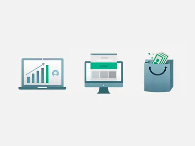 Ecommerce Icon Illustrations analytics bag ecommerce icon illustration mac macbook money responsive
