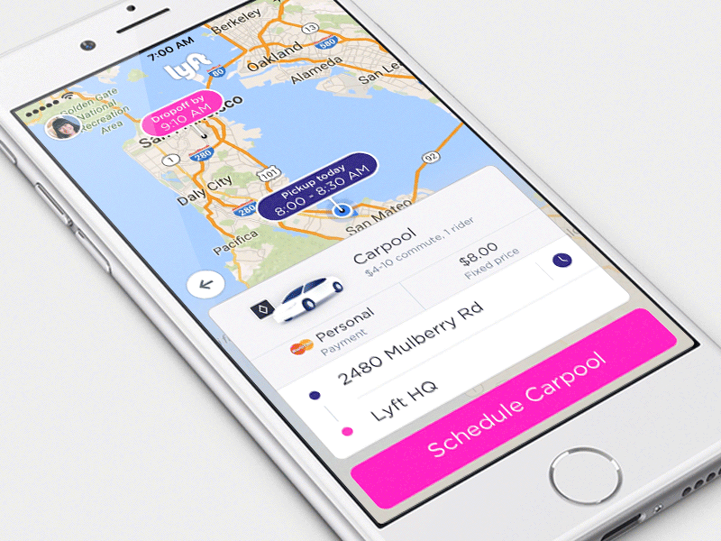 Lyft Carpool car carpool commute lyft map match ride ridesharing schedule