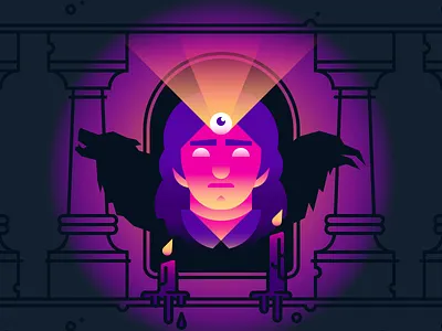 Bran The Broken | Game of Heads Playoff bran crow eye game of thrones gradient illustration light shadow silhouette wolf