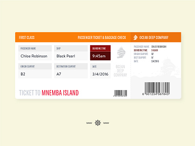 First Class icket blackpearl island sea ticket ui