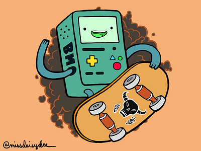 Beemo adventure time art beemo bmo cartoon comic cosmetics digital art drawing illustration skateboarding