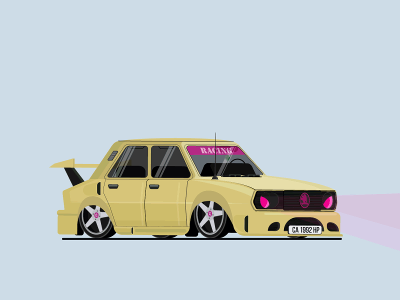 Skoda 120L animation car cars hipster isometric lowrider motion skoda soviet sport tunning vector