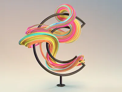 Letter C 3d c c4d42 cinema 4d letter lettering strips textile