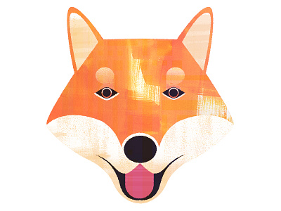 Shibu Ina animal art dog character face illustration nature orange texture. vector