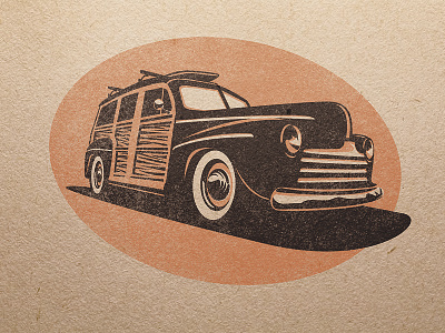 Surf Wagon Logo brown grunge illustration logo orange retro surf surfing vector wagon