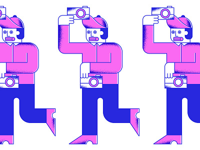 Camera Man black icon illustration man neon pink portrait texture vector