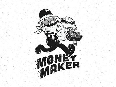 Money Maker character design illustration typography