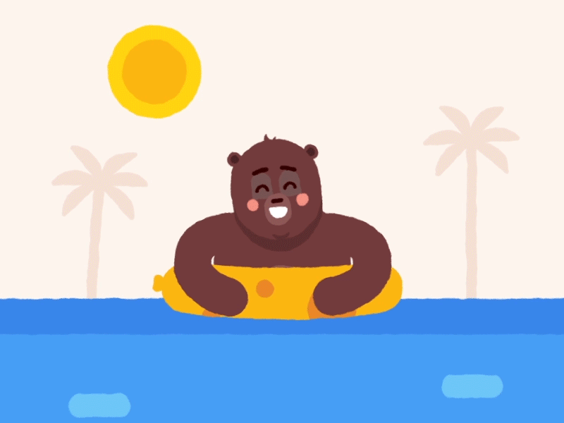 Grrr... angry animation bear character cute fun illustration motion splash water wave